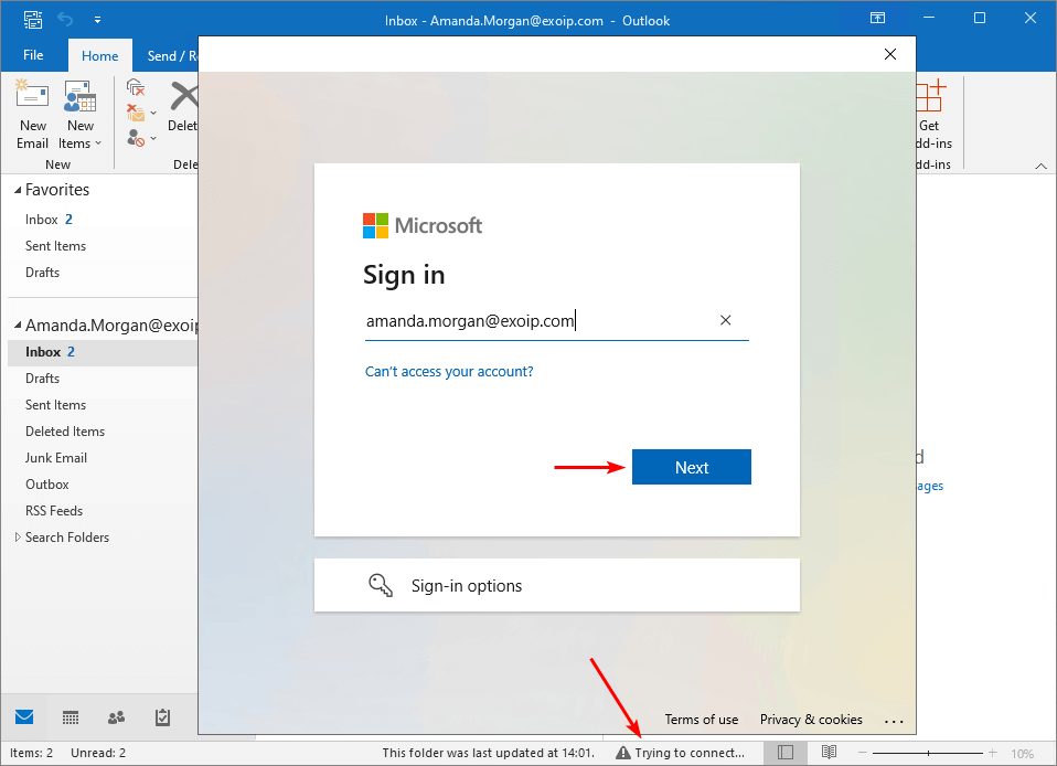 Microsoft sign in prompt