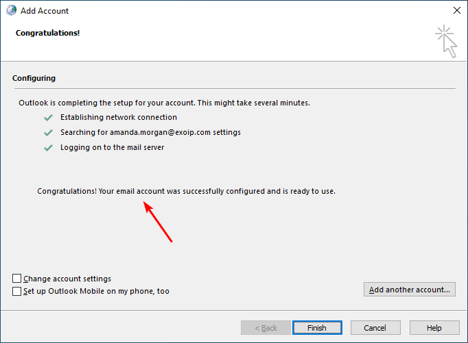 Prevent Outlook from connecting to Office 365 success add account