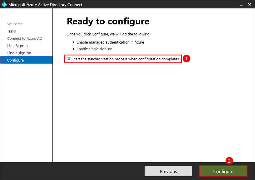 Azure Active Directory ready to configure