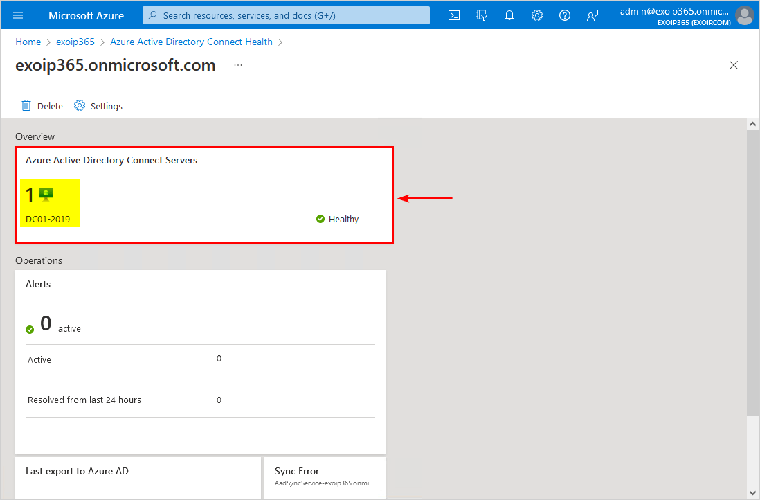 Find Azure AD Connect server overview