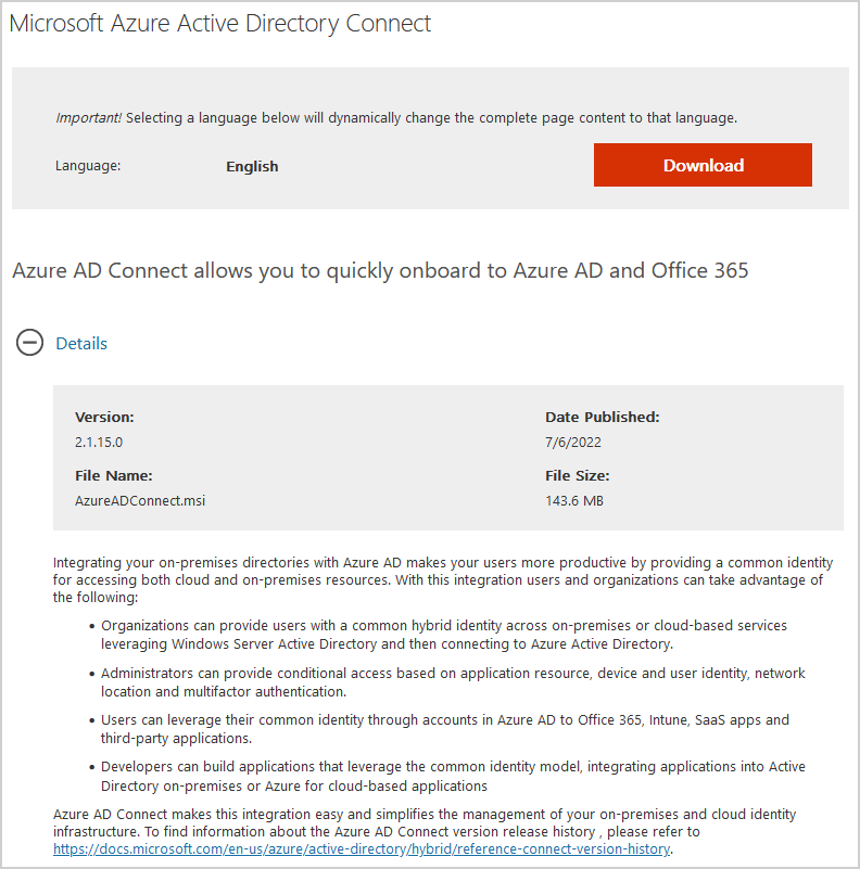 Azure AD Connect 2.1.15.0 release download