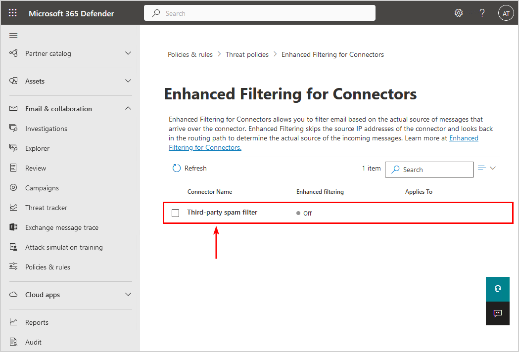 Enhanced filtering for connectors off