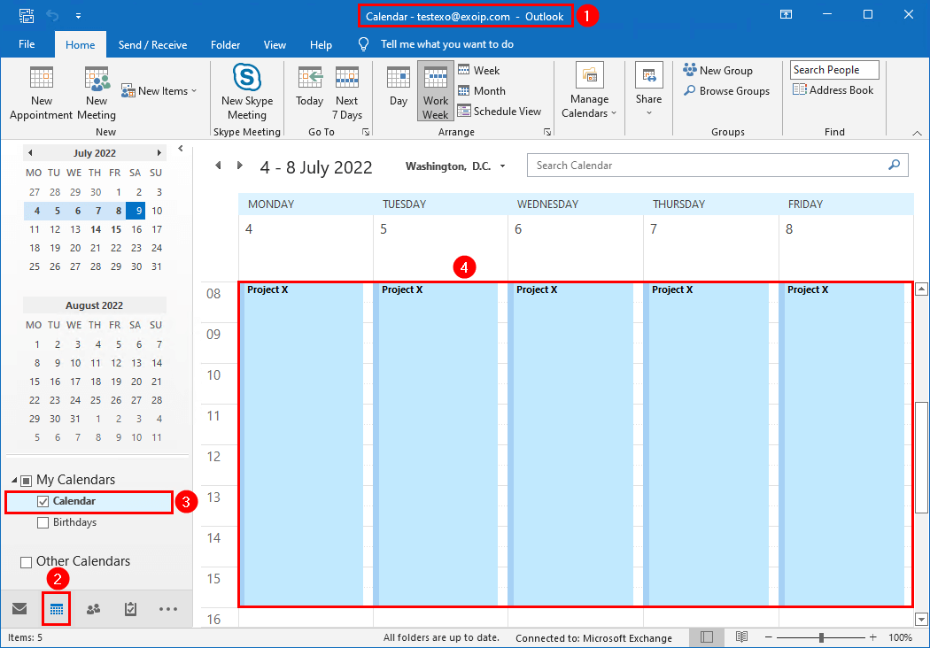 Sign in Outlook with Exchange Online mailbox user