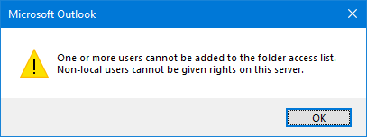 Non-local users cannot be given rights on this server