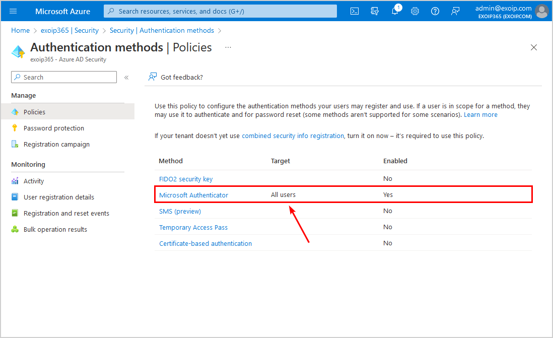 Azure MFA number matching Microsoft Authenticator enabled
