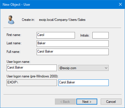 Sync Azure AD user to on-premises AD new object