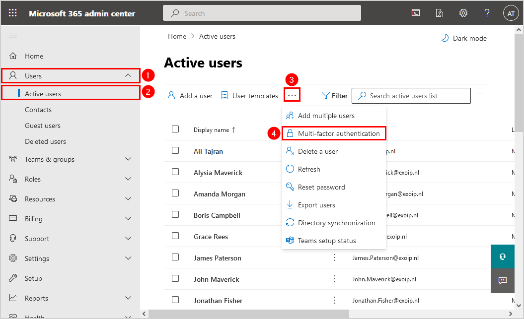 Configure per-user MFA in Microsoft 365 admin center