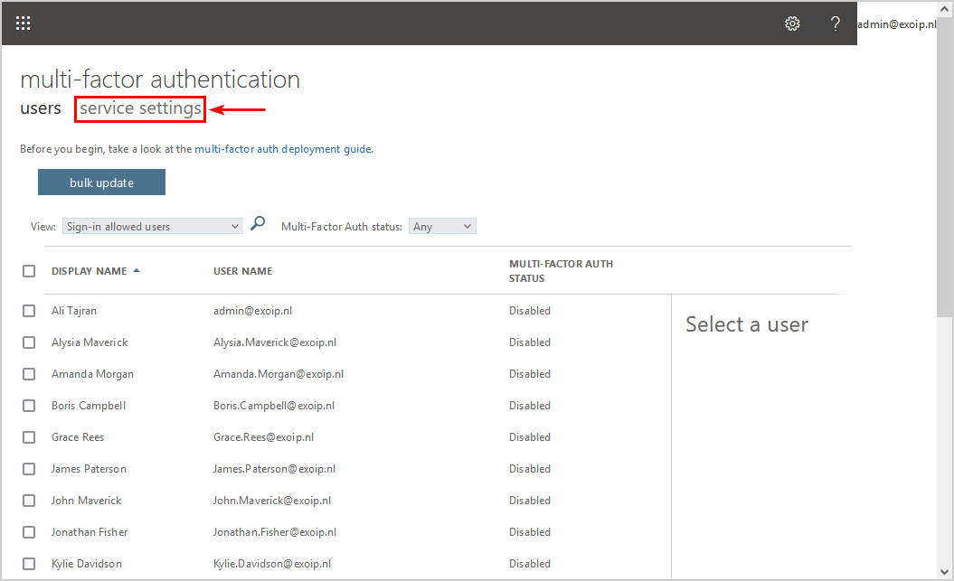 Configure per-user MFA in Microsoft 365 service settings