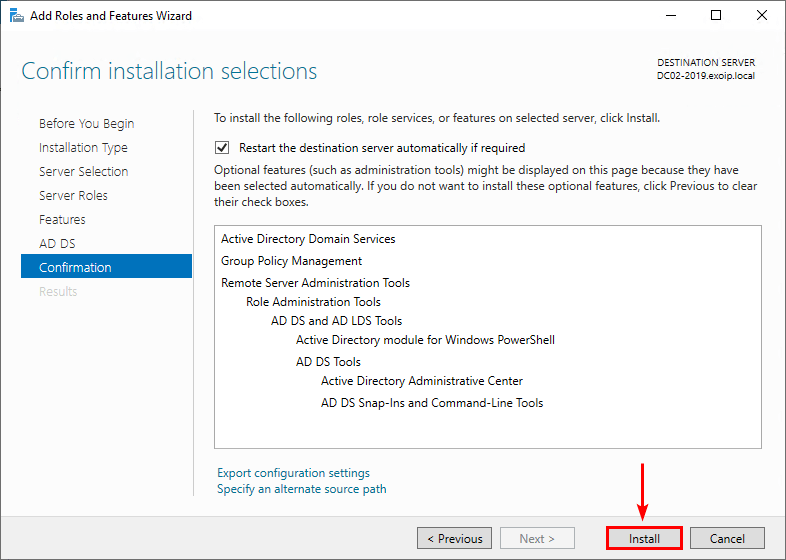 Add Domain Controller to existing domain confirmation