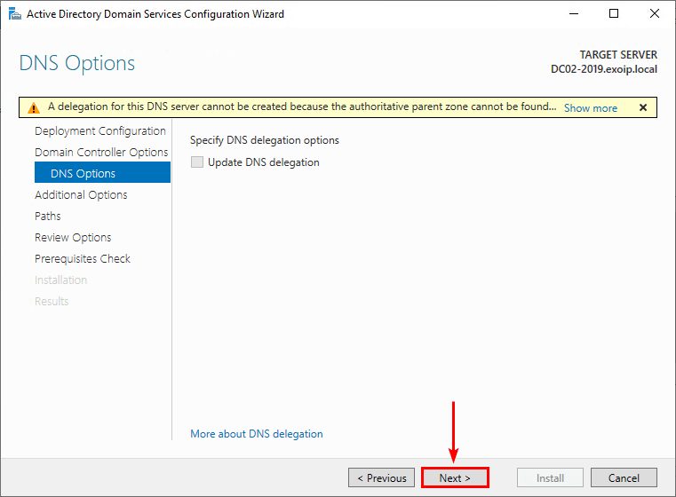 Add Domain Controller to existing domain DNS options