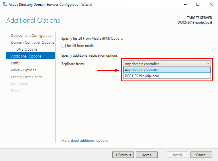 Add Domain Controller to existing domain replicate from