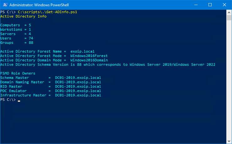 Get Active Directory information with PowerShell script