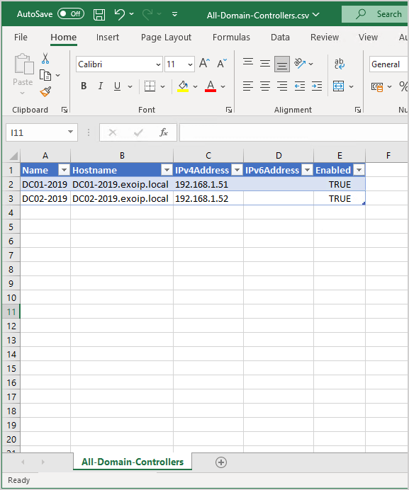 Get all Domain Controllers with powershell CSV in Excel
