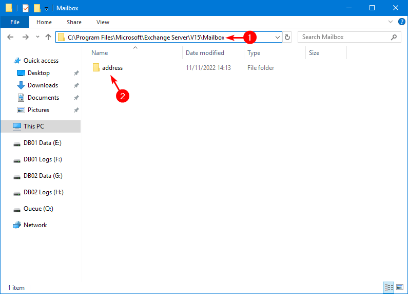Unable to generate the e-mail address folder