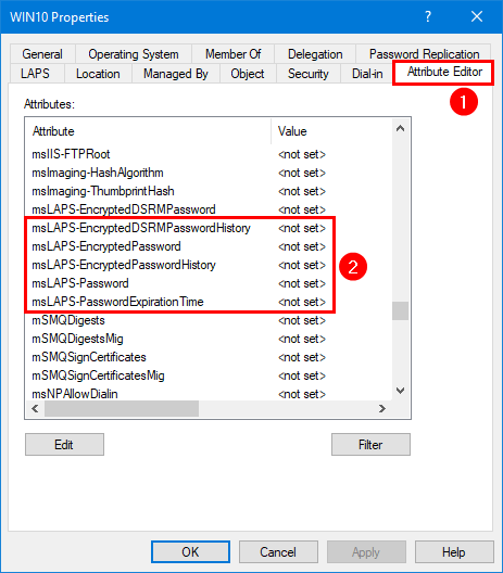 Windows LAPS attributes