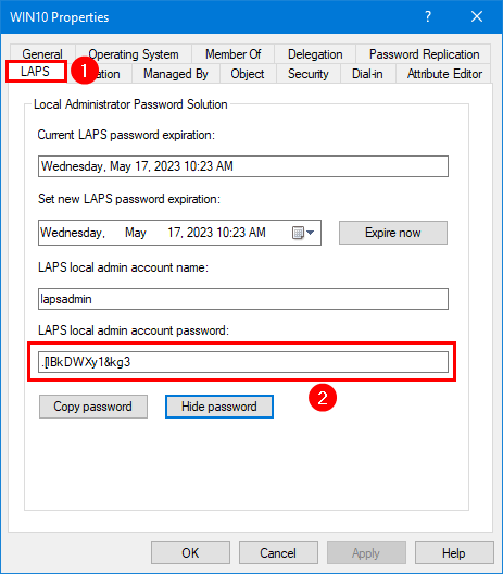 Windows LAPS show password