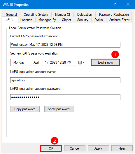 Windows LAPS expire now