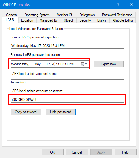 Windows LAPS verify reset