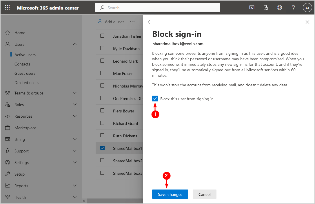 Block this user from signing in
