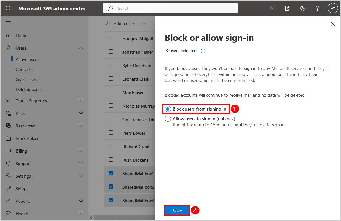 Block users from signing in