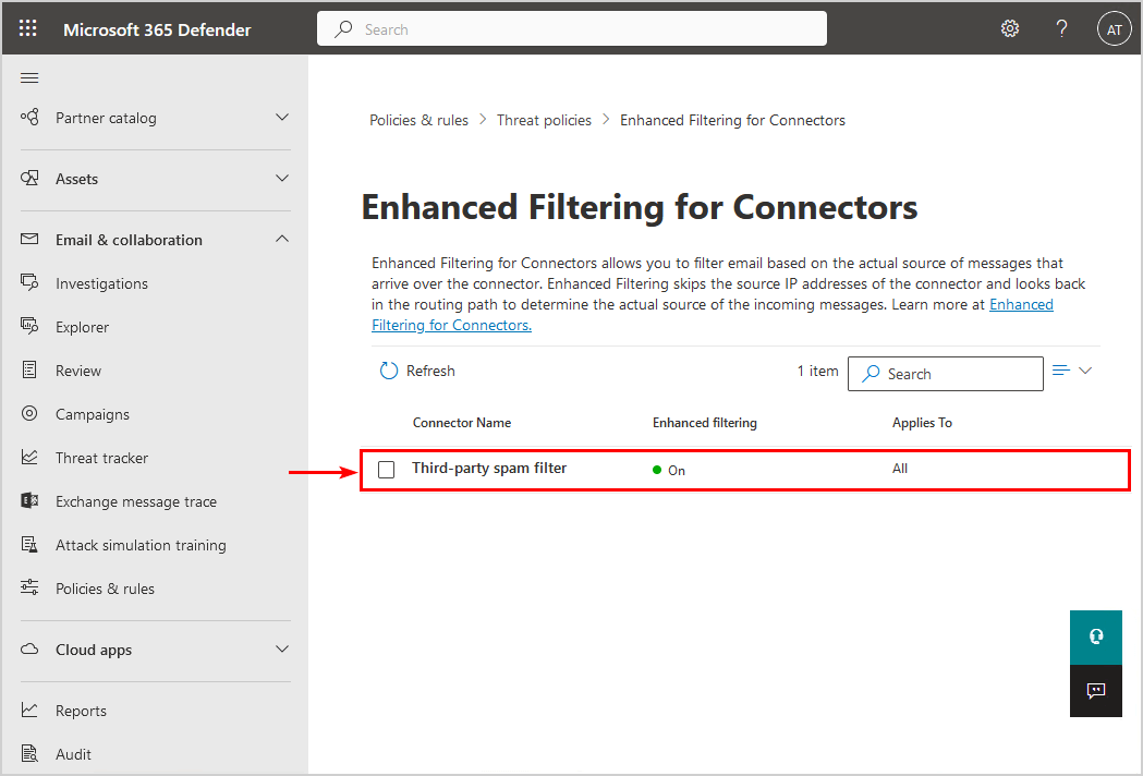 Enhanced filtering for connectors on
