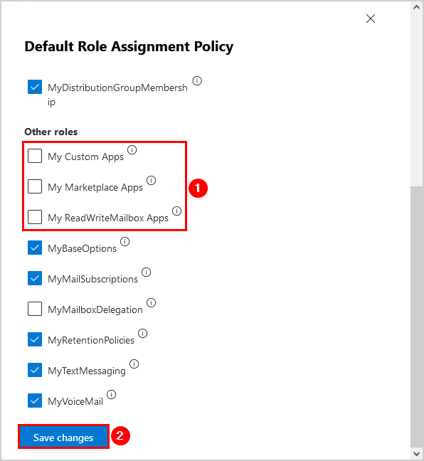 Disable access to install Office add-ins other roles