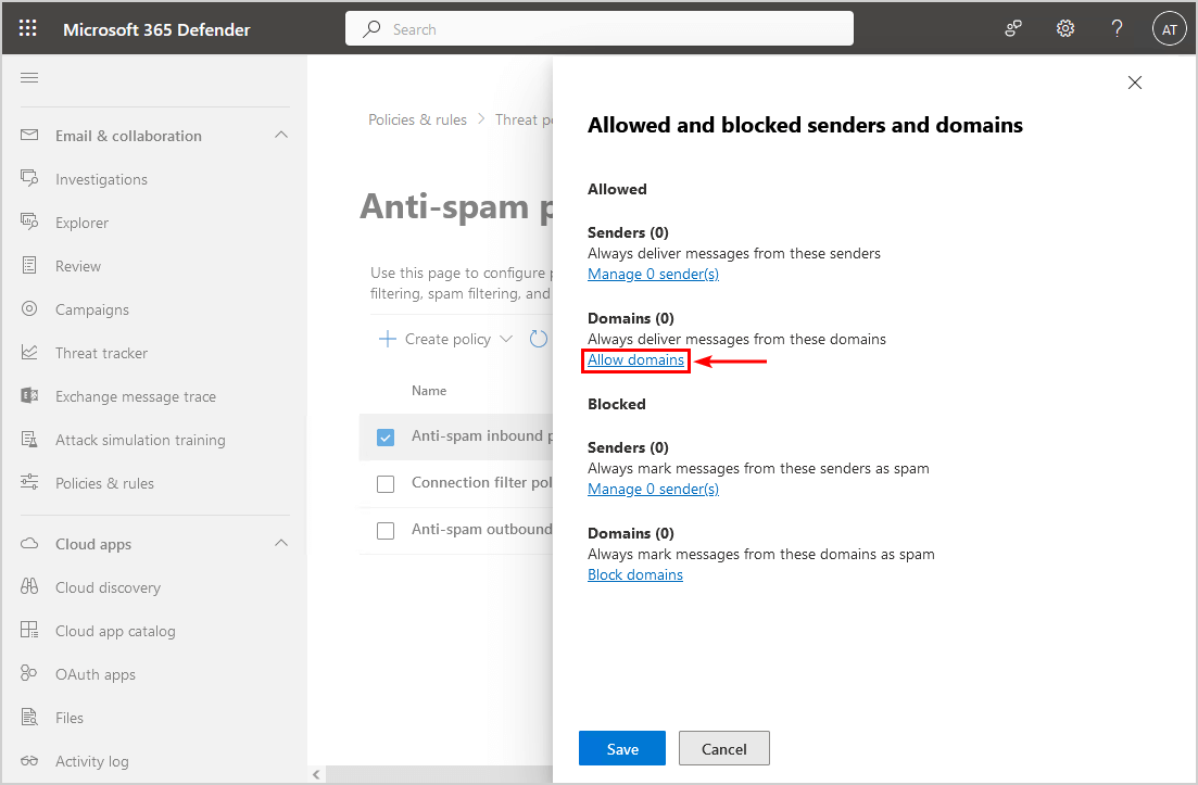 How to Allowlist domain in Microsoft 365 allow domains