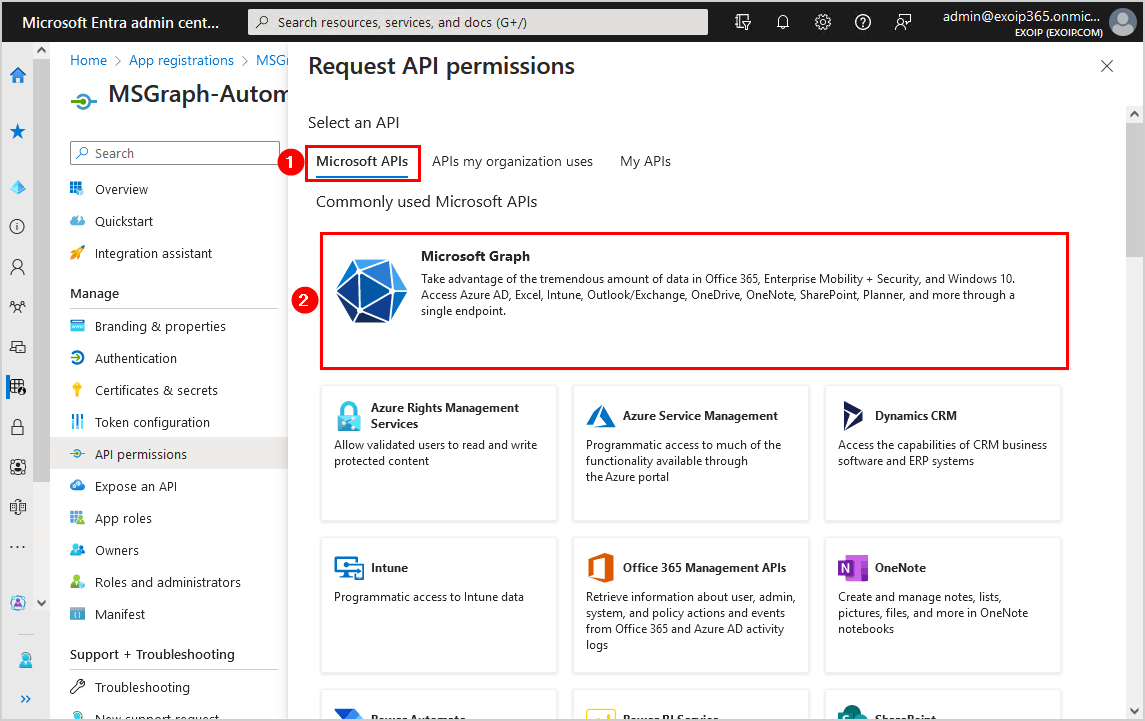 Request API permissions