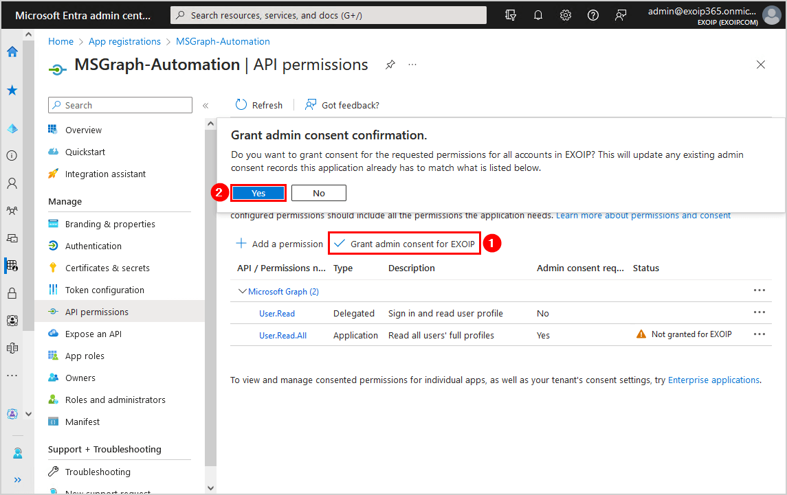 Connect to Microsoft Graph PowerShell Grant admin consent