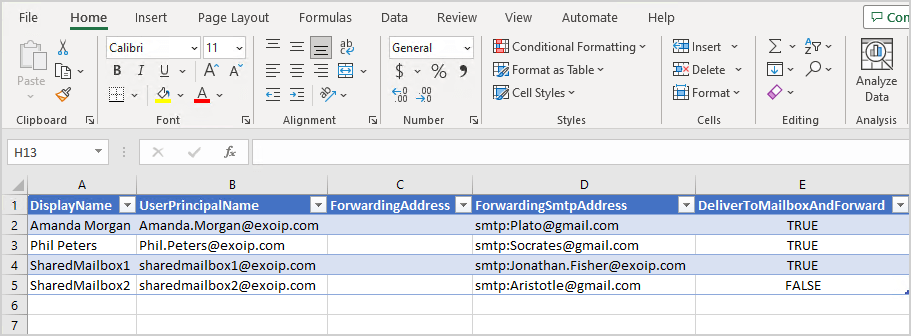 How to get mailbox forwarding rules in Microsoft 365 CSV export