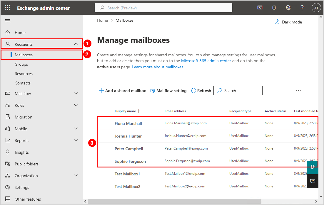 Bulk create Office 365 mailboxes in Exchange hybrid configuration Office 365 EAC