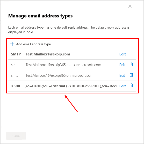Office 365 mailbox email address in the cloud