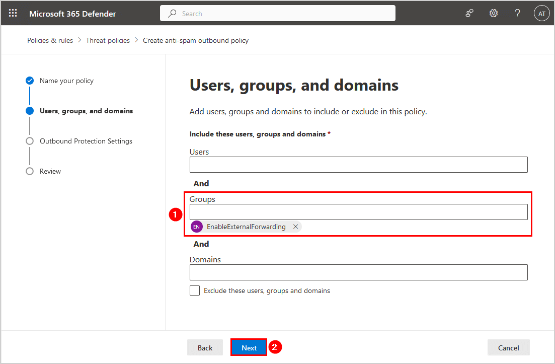 Enable external forwarding in Microsoft 365 add users/groups/domains