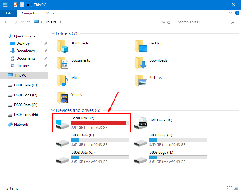 How to fix Exchange Server disk space full before