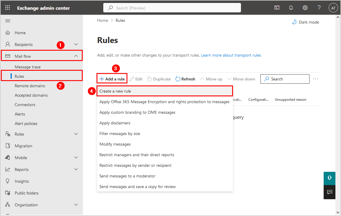 Block Top-Level Domain (TLD) in Microsoft 365 add rule