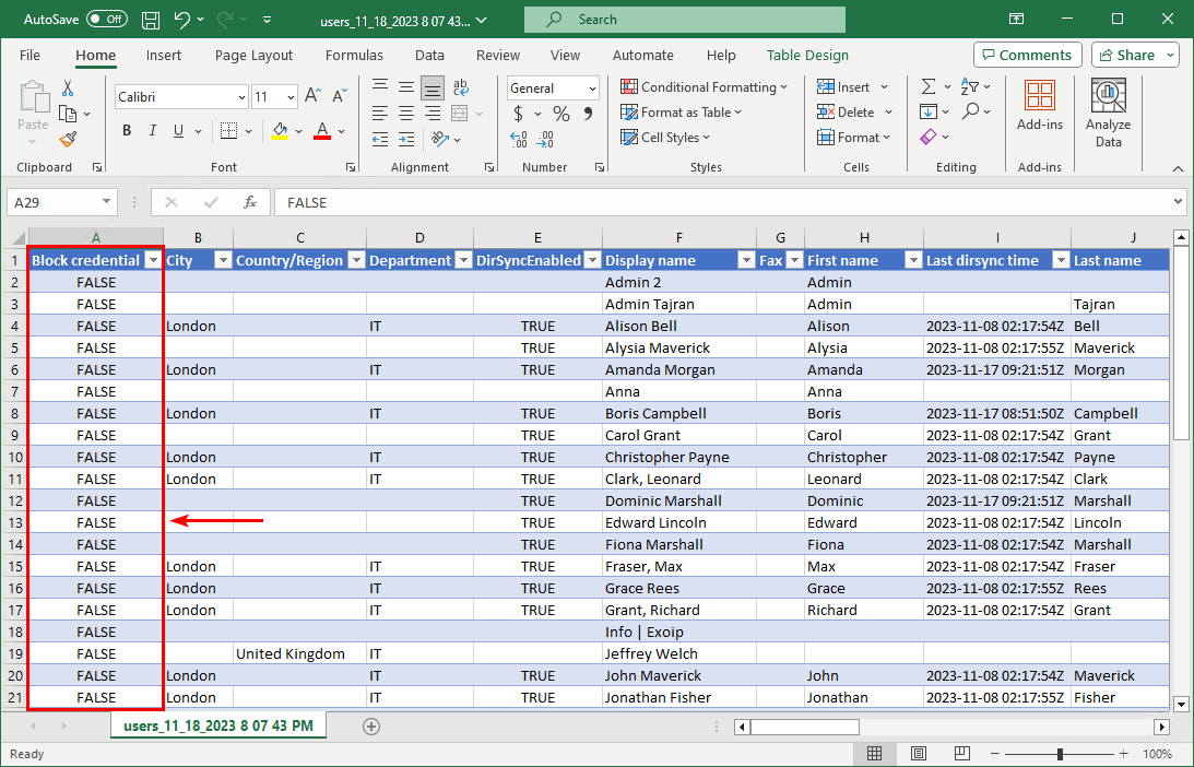 Export Microsoft 365 disabled users report Excel