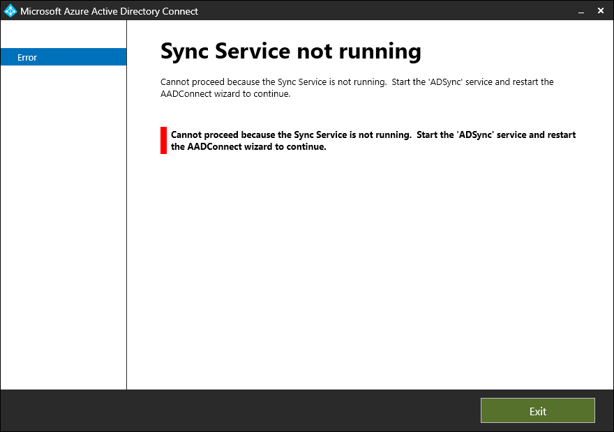 How to fix Azure AD Connect Sync Service not running error 2
