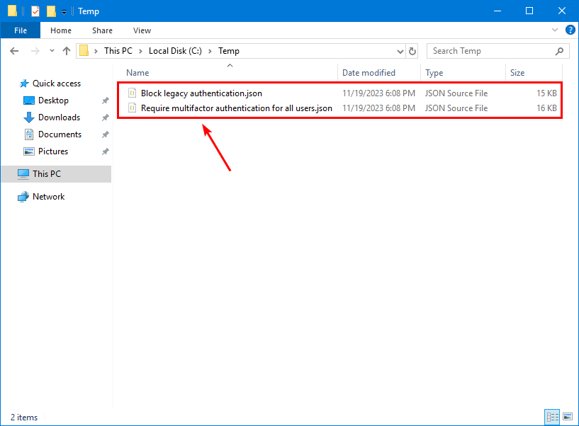 Import Conditional Access policies JSON files