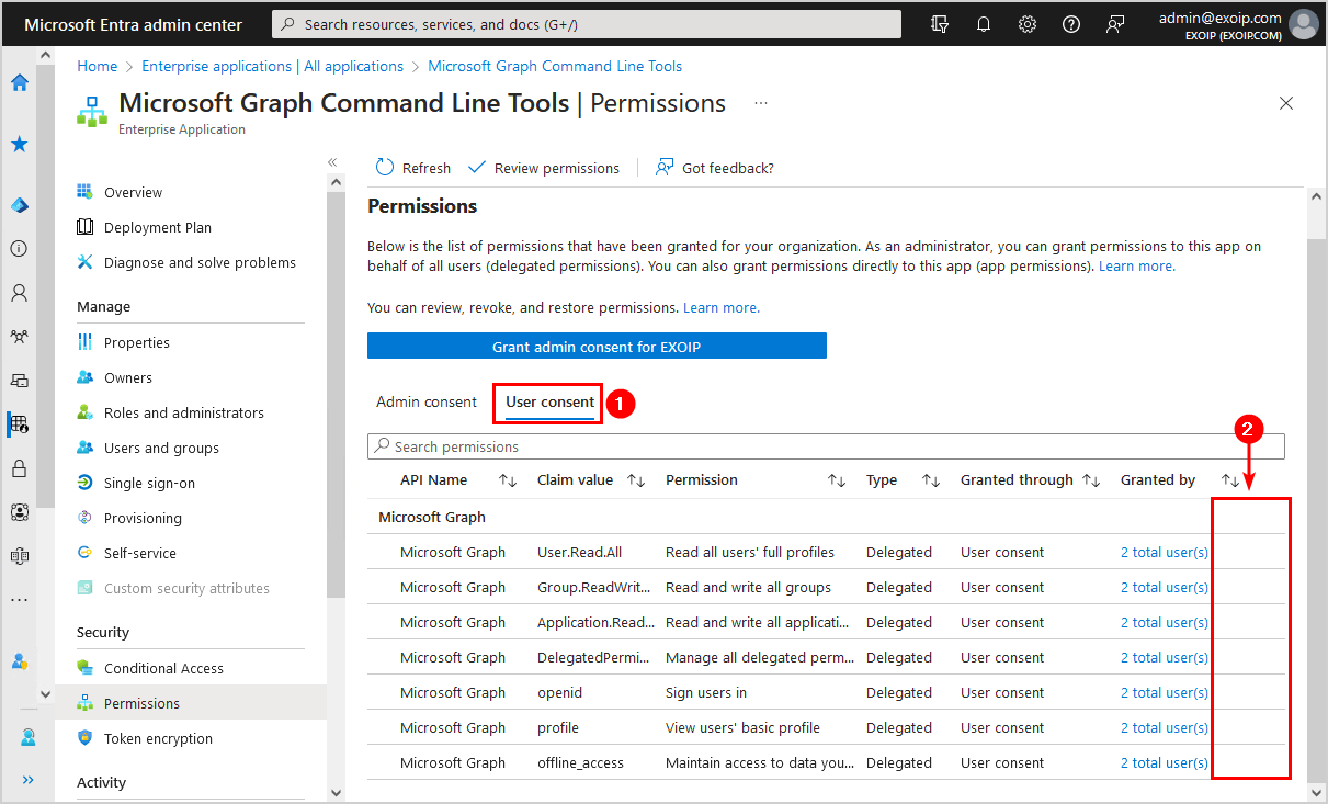 Microsoft Entra application user consent no option to revoke permission