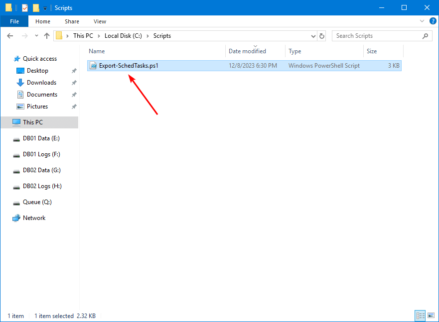 Export scheduled tasks with PowerShell scripts folder