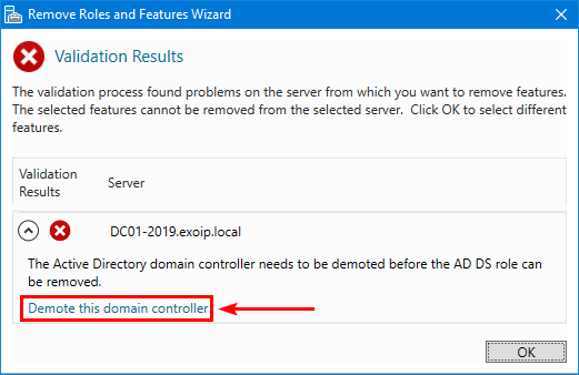 Demote this domain controller from the wizard