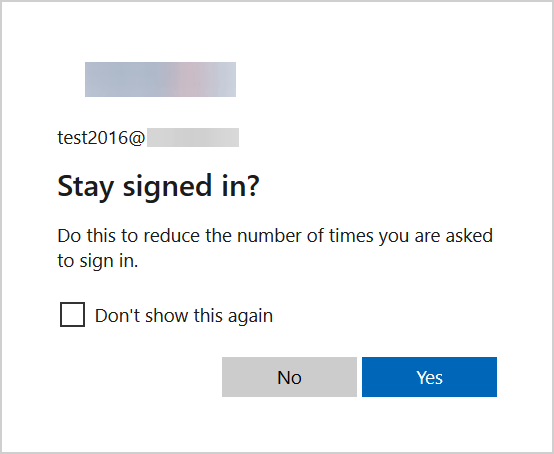 Microsoft 365 disable stay signed in prompt show prompt