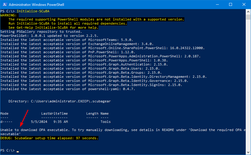 Microsoft 365 security recommendations with PowerShell script error