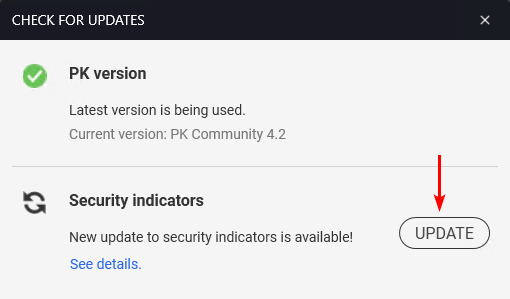 Update security indicators
