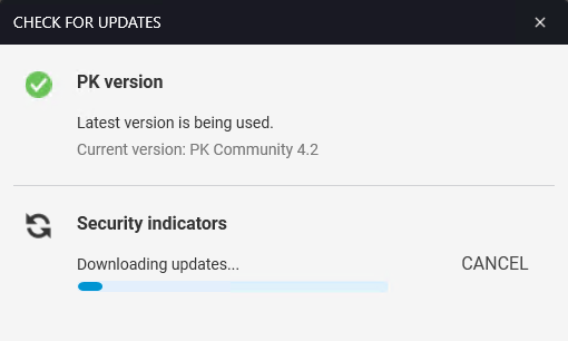 Downloading security indicators updates