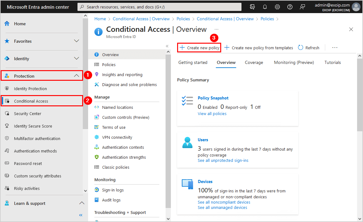 Microsoft 365 disable stay signed in prompt create new policy