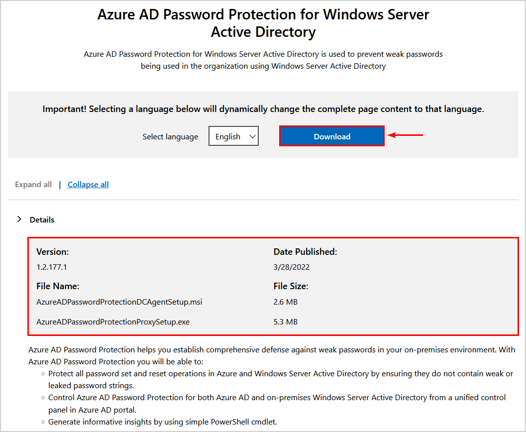 Configure Microsoft Entra Password Protection for on-premises download installers