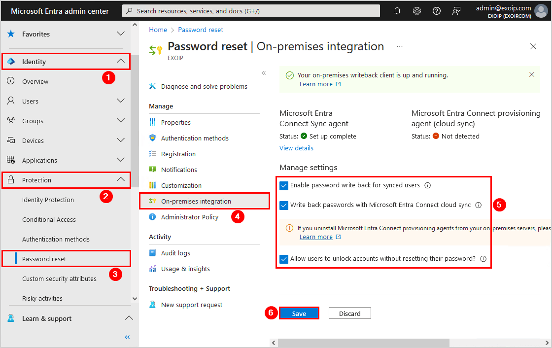 Enable Microsoft Entra password reset for on-premises integration